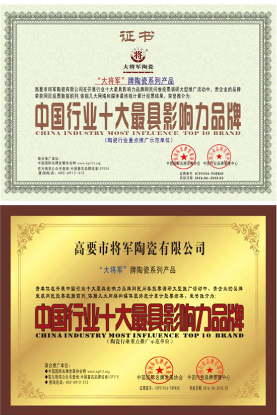 【品牌价值49.62亿元】大将军陶瓷荣膺中国500具价值品牌
(图7)